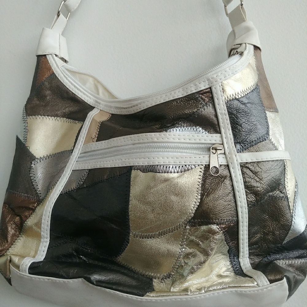 80s Vintage mixed metallics patchwork bag